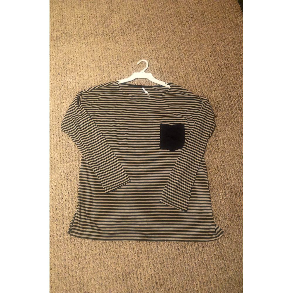 Stripe Jersey Top With Pocket Size Small
